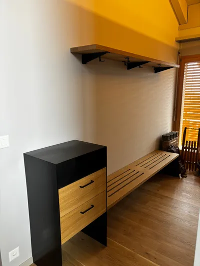 Mobilier Chêne et Acier thermo laqué
